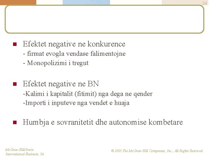 24 n Efektet negative ne konkurence - firmat evogla vendase falimentojne - Monopolizimi i