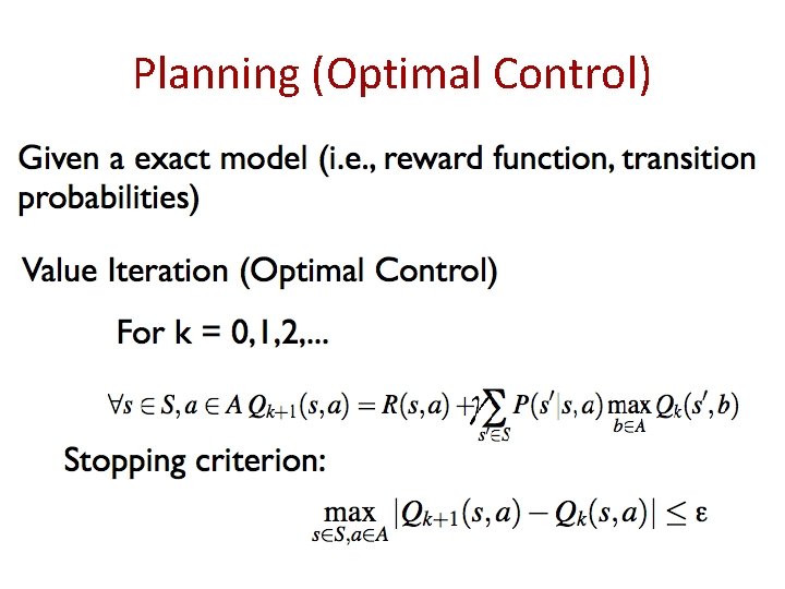 Planning (Optimal Control) 