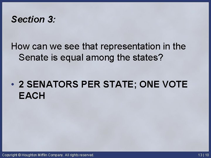 Section 3: How can we see that representation in the Senate is equal among