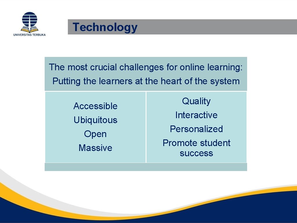 Technology The most crucial challenges for online learning: Putting the learners at the heart
