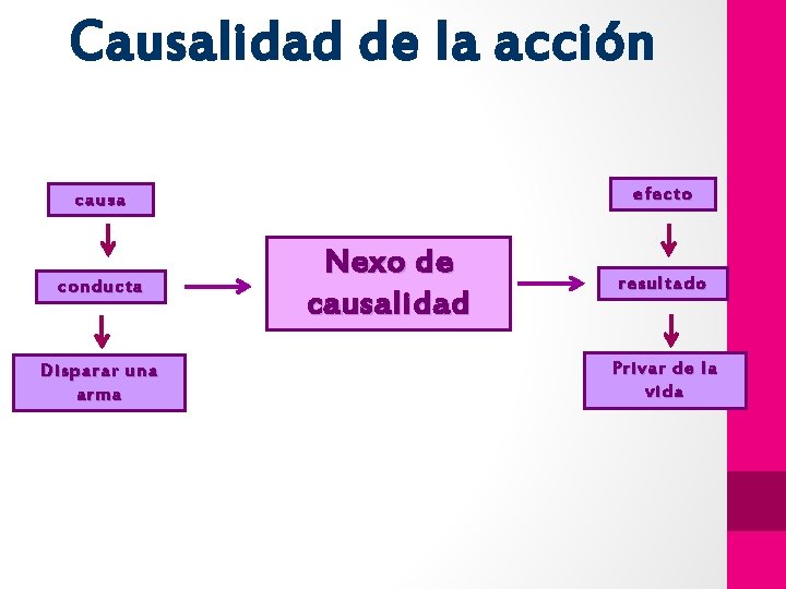 Causalidad de la acción efecto causa conducta Disparar una arma Nexo de causalidad resultado