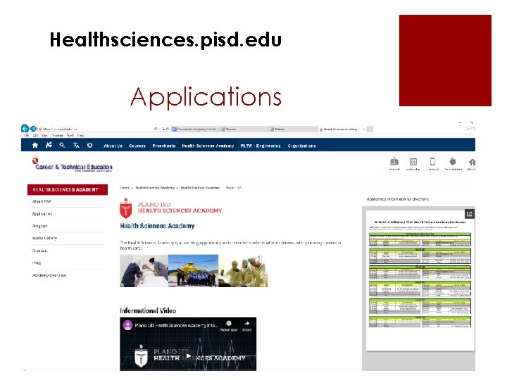 Healthsciences. pisd. edu Applications 