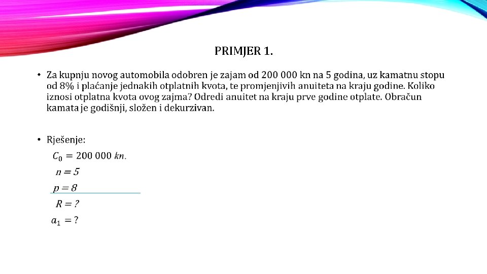 PRIMJER 1. • 