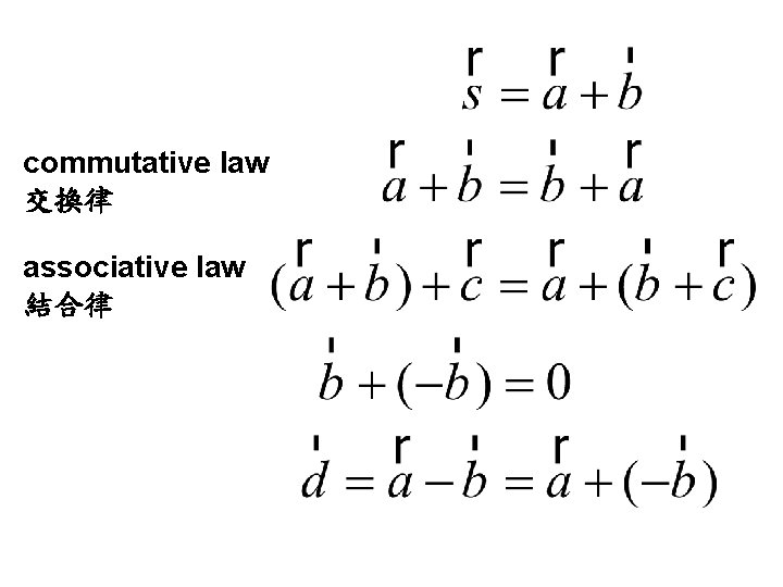 commutative law 交換律 associative law 結合律 