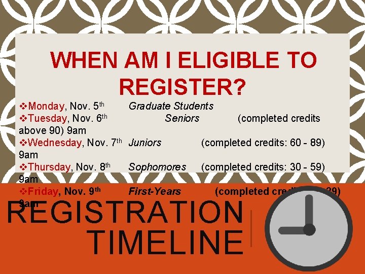 WHEN AM I ELIGIBLE TO REGISTER? v. Monday, Nov. 5 th v. Tuesday, Nov.