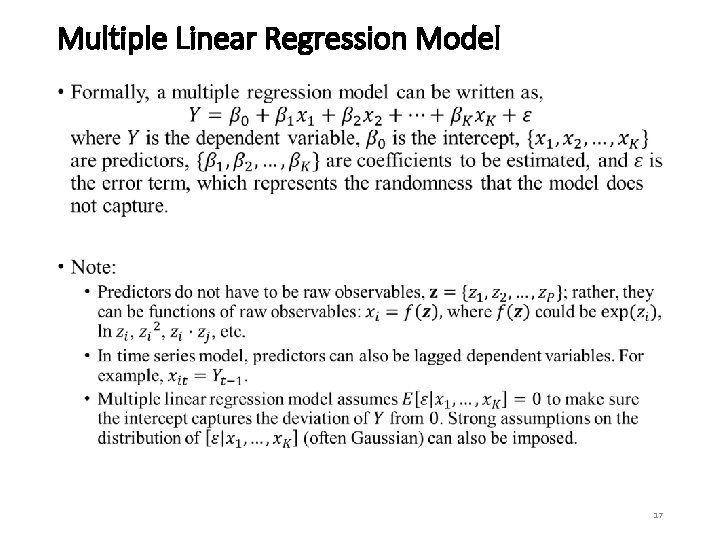 Multiple Linear Regression Model • 17 