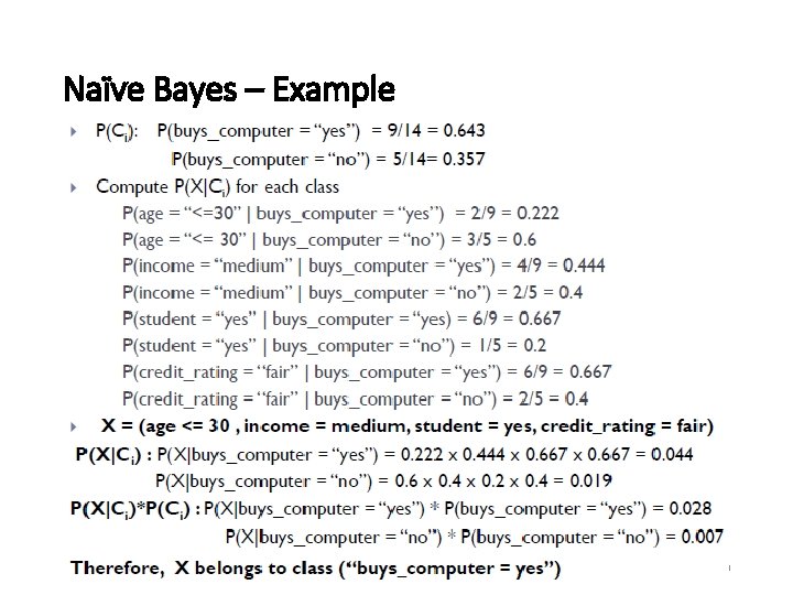 Naïve Bayes – Example 40 