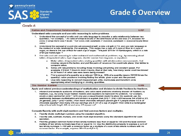 Grade 6 Overview Copyright © 2011 Commonwealth of Pennsylvania 24 