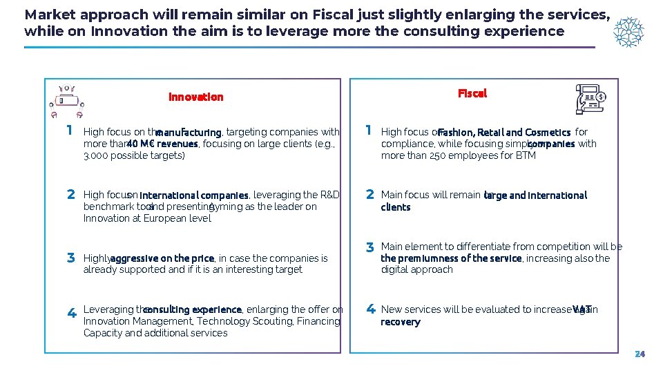 Market approach will remain similar on Fiscal just slightly enlarging the services, while on