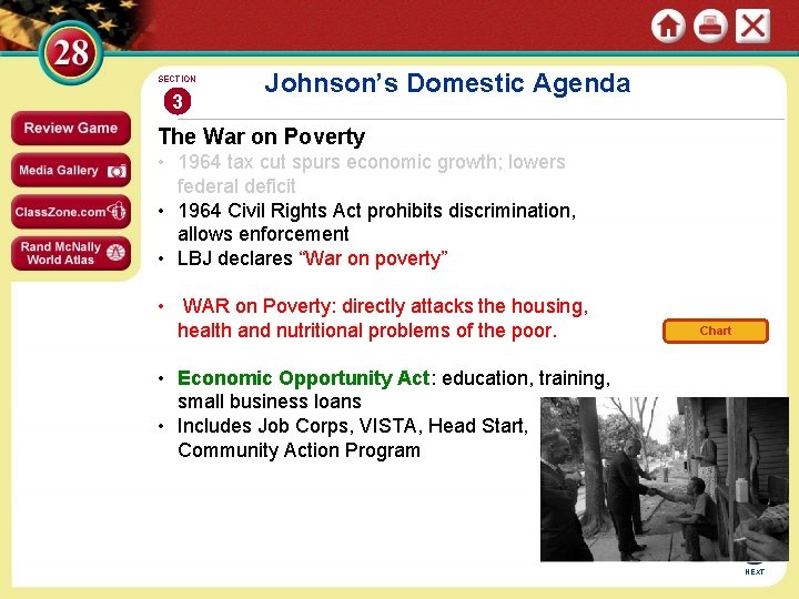 SECTION 3 Johnson’s Domestic Agenda The War on Poverty • 1964 tax cut spurs