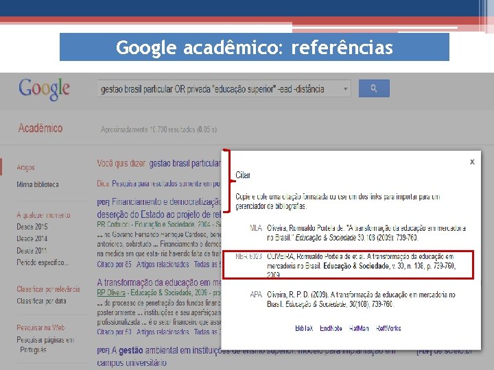 Google acadêmico: referências 