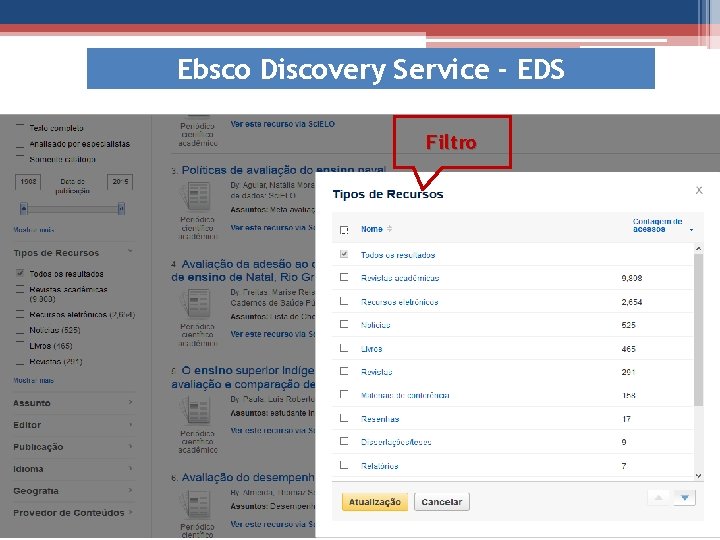 Ebsco Discovery Service - EDS Filtro 