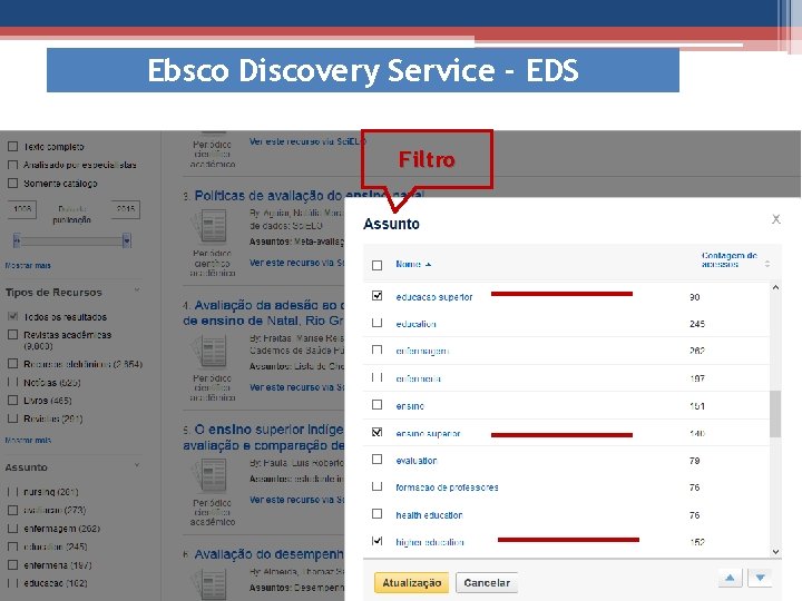 Ebsco Discovery Service - EDS Filtro 