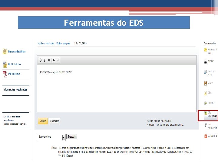 Ferramentas do EDS 