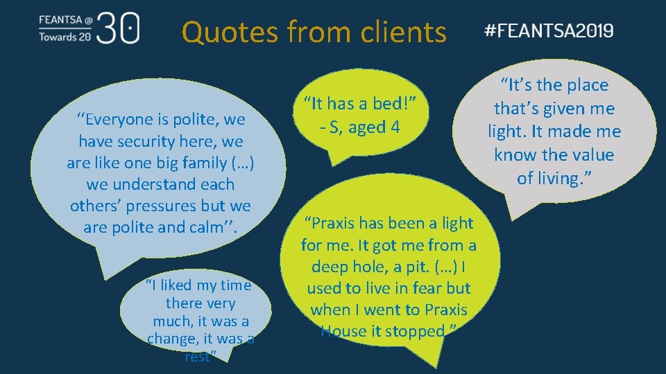 Quotes from clients ‘‘Everyone is polite, we have security here, we are like one