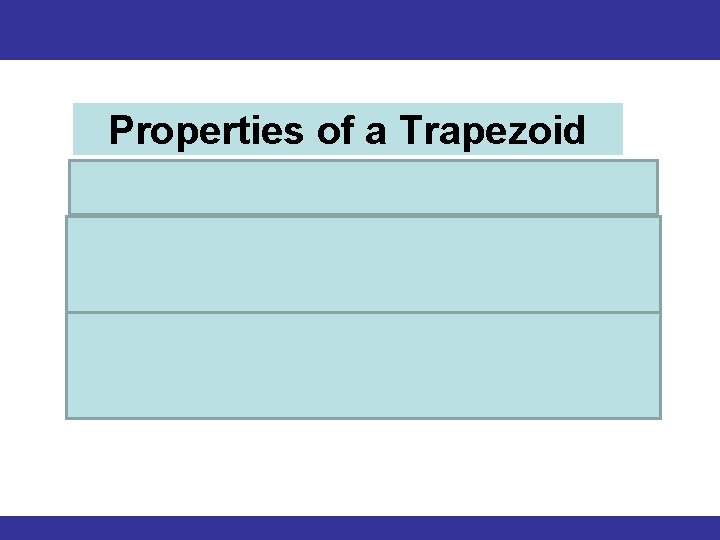 6 -6 Properties of Kites and Trapezoids Properties of a Trapezoid 1. It is 6 -6 Properties of Kites and Trapezoids Properties of a Trapezoid 1. It is