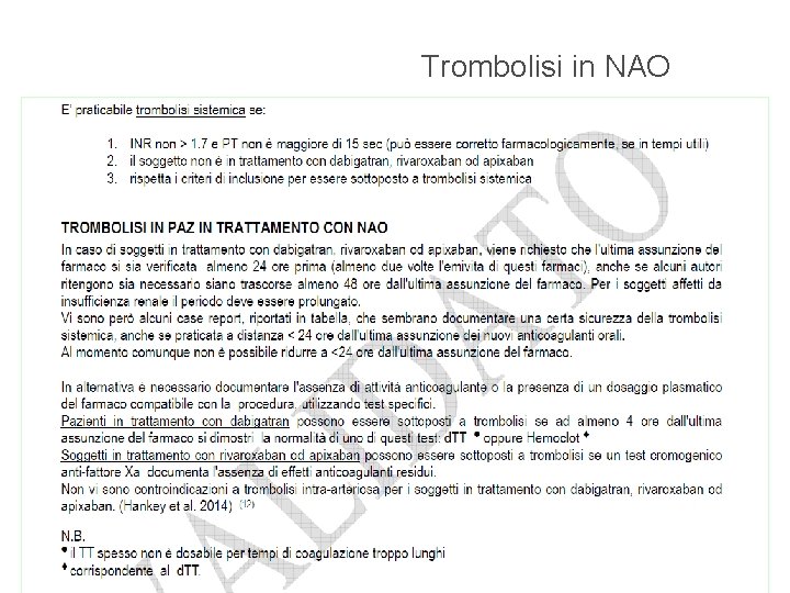 Trombolisi in NAO 