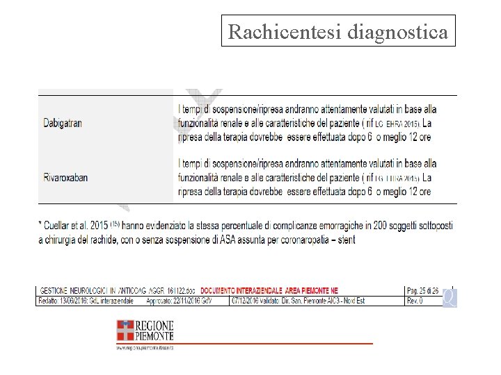 Rachicentesi diagnostica 