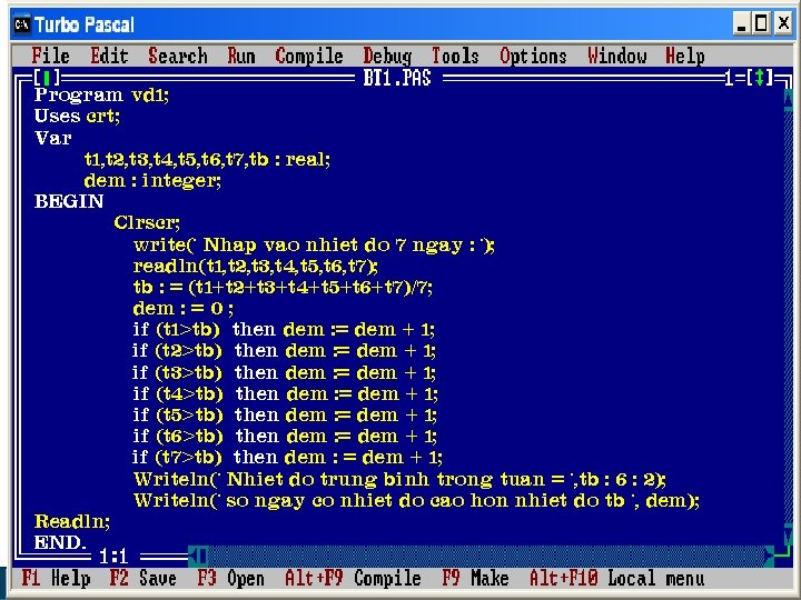 Program vd 1; Uses crt; Var t 1, t 2, t 3, t 4,