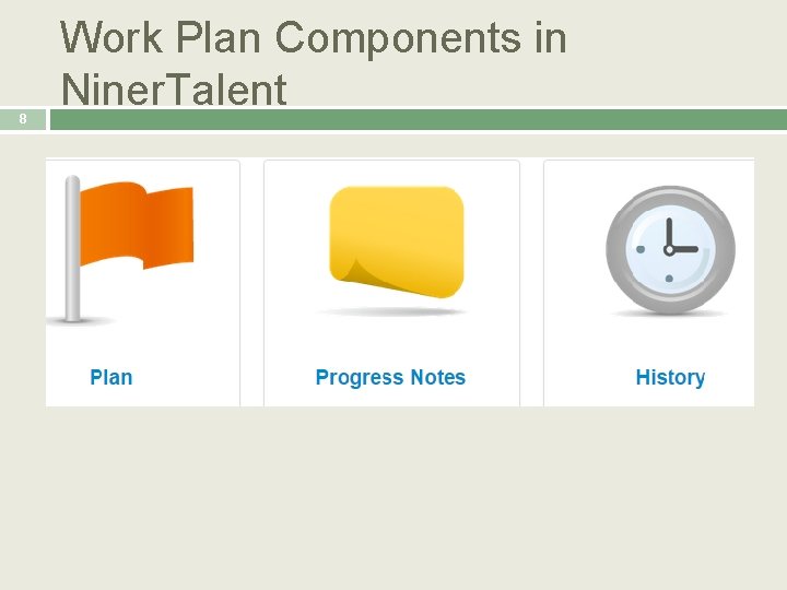 8 Work Plan Components in Niner. Talent 