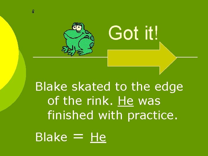 Got it! Blake skated to the edge of the rink. He was finished with