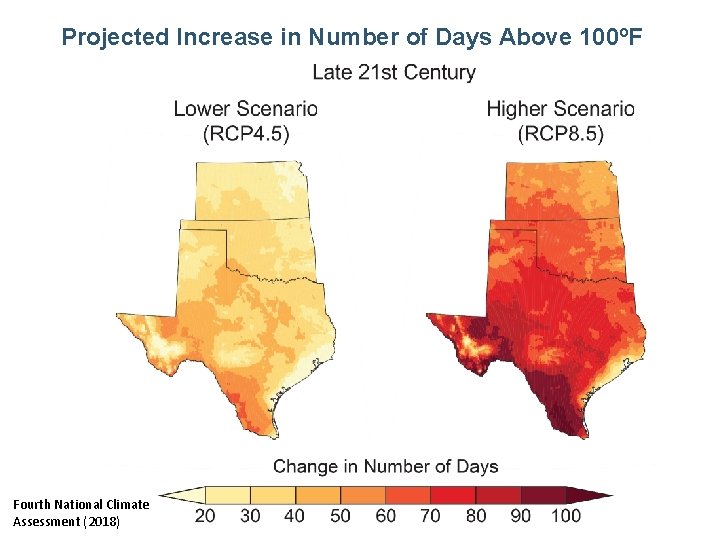 Projected Increase in Number of Days Above 100ºF Fourth National Climate Assessment (2018) 