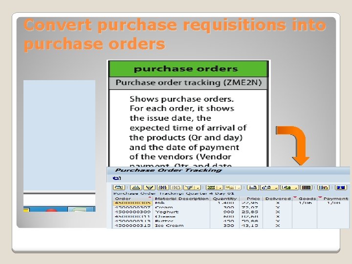 Convert purchase requisitions into purchase orders 