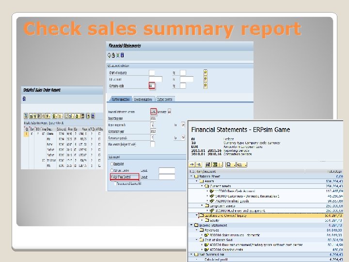 Check sales summary report 
