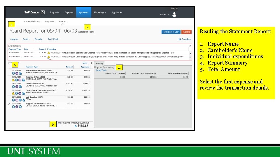 1. 2. 3. Reading the Statement Report: 4. 1. 2. 3. 4. 5. Report
