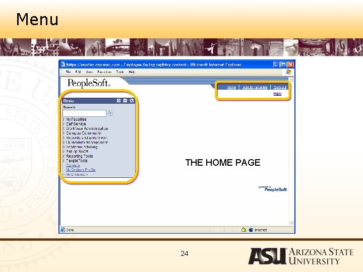 Menu THE HOME PAGE 24 