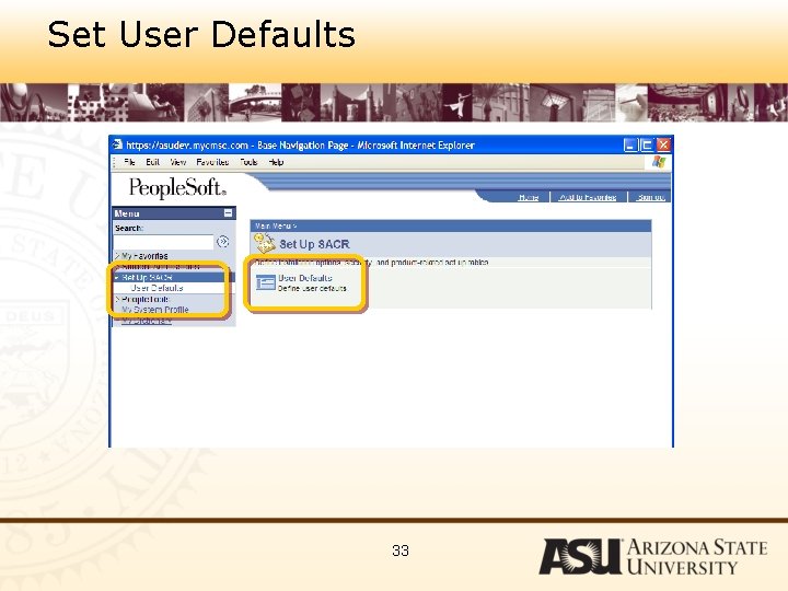 Set User Defaults 33 