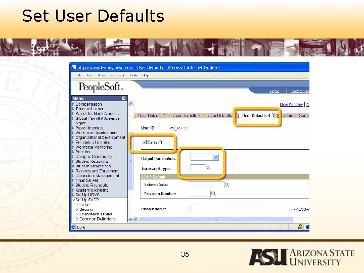 Set User Defaults 35 
