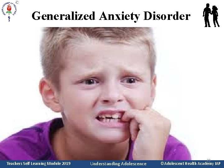 Generalized Anxiety Disorder Teachers Self Learning Module 2019 Understanding Adolescence 23 ©Adolescent Health Academy