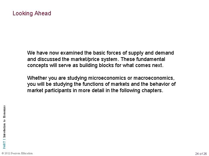 Looking Ahead We have now examined the basic forces of supply and demand discussed
