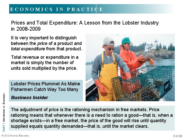 ECONOMICS IN PRACTICE Prices and Total Expenditure: A Lesson from the Lobster Industry in