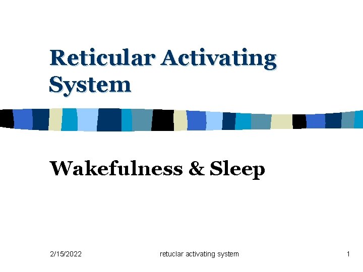 Reticular Activating System Wakefulness & Sleep 2/15/2022 retuclar activating system 1 