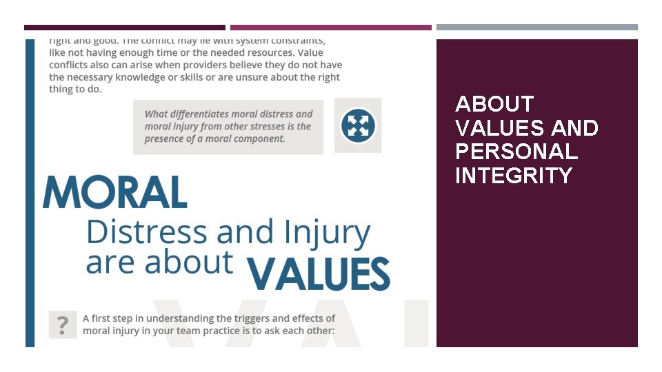 ABOUT VALUES AND PERSONAL INTEGRITY 