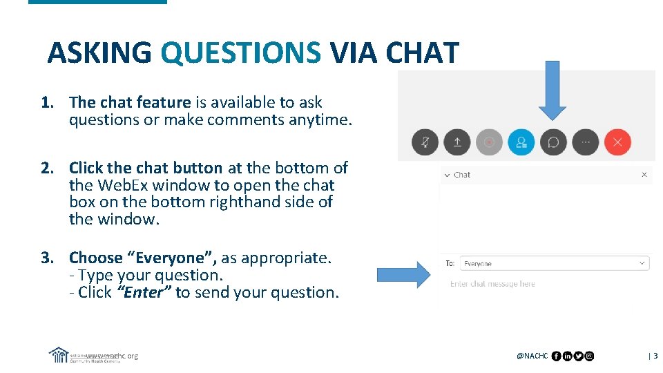 ASKING QUESTIONS VIA CHAT 1. The chat feature is available to ask questions or