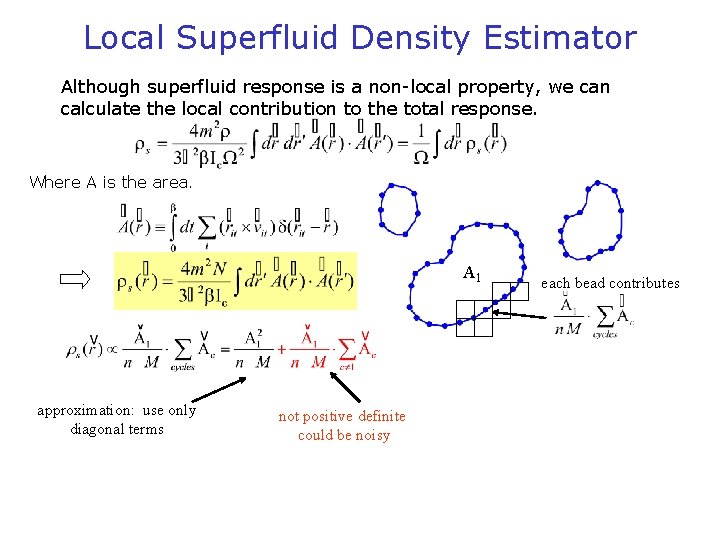 Local Superfluid Density Estimator Although superfluid response is a non-local property, we can calculate