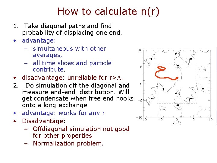 How to calculate n(r) 1. Take diagonal paths and find probability of displacing one