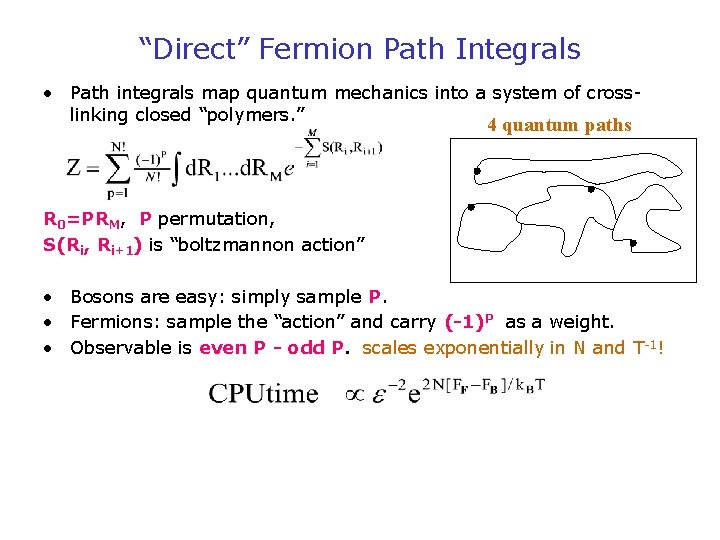 “Direct” Fermion Path Integrals • Path integrals map quantum mechanics into a system of