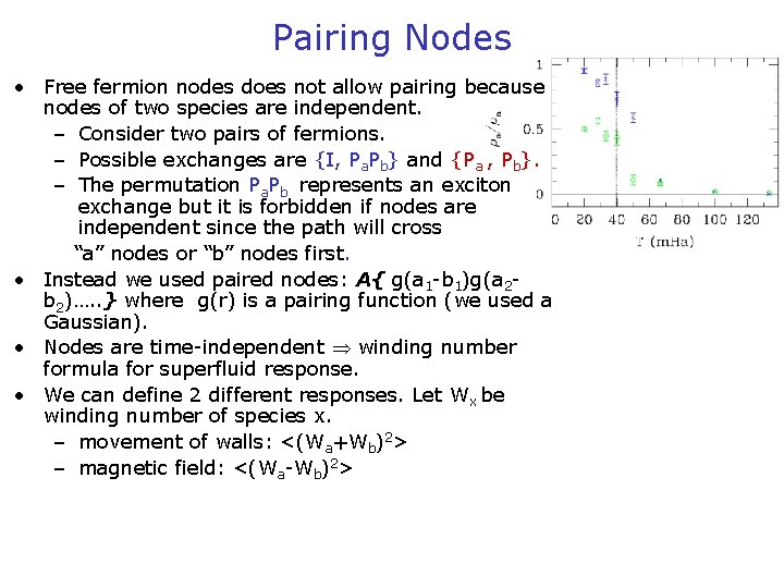 Pairing Nodes • Free fermion nodes does not allow pairing because nodes of two