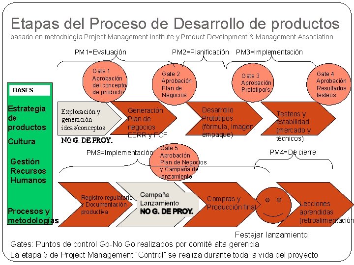 Etapas del Proceso de Desarrollo de productos basado en metodología Project Management Institute y