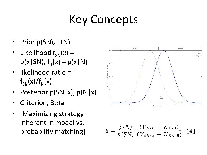 Key Concepts • Prior p(SN), p(N) • Likelihood f. SN(x) = p(x|SN), f. N(x)