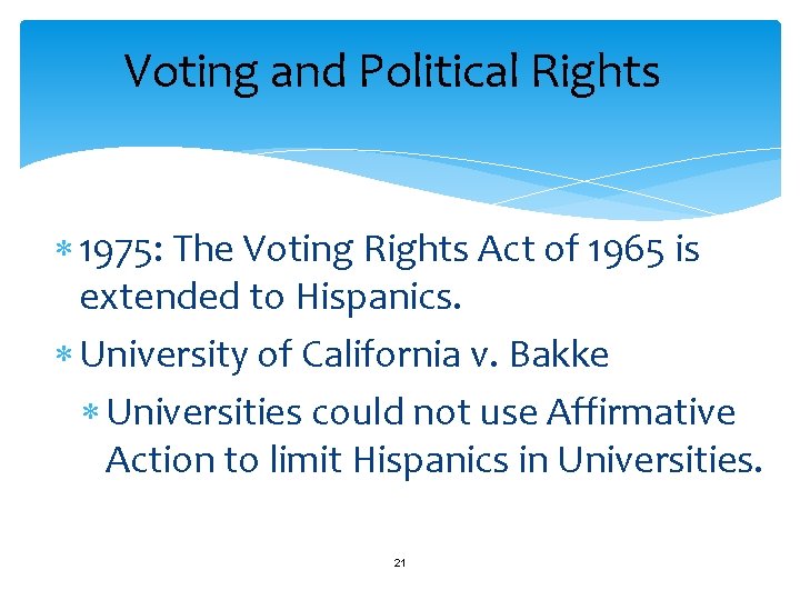 Voting and Political Rights 1975: The Voting Rights Act of 1965 is extended to
