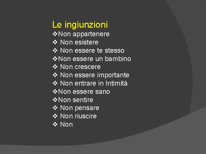 Le ingiunzioni v. Non appartenere v Non esistere v Non essere te stesso v.