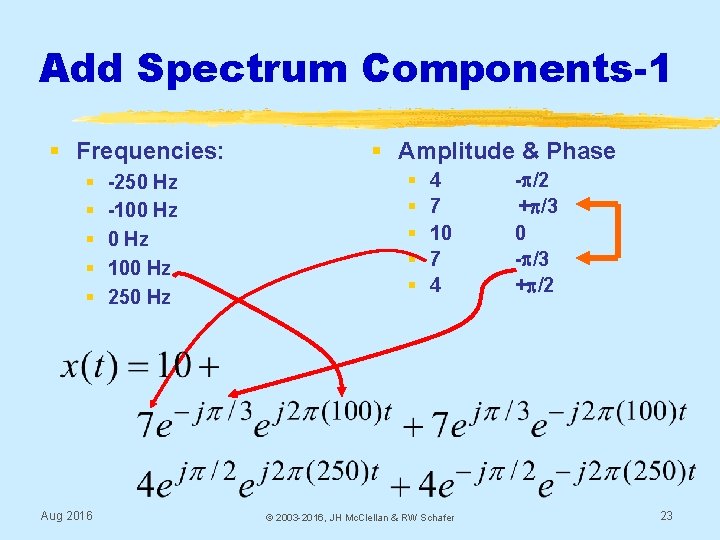 Add Spectrum Components-1 § Frequencies: § § § Aug 2016 -250 Hz -100 Hz