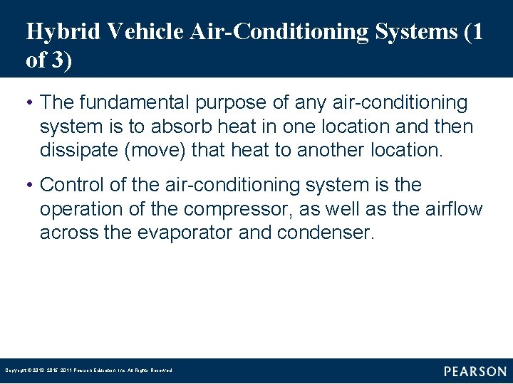 Hybrid Vehicle Air-Conditioning Systems (1 of 3) • The fundamental purpose of any air-conditioning