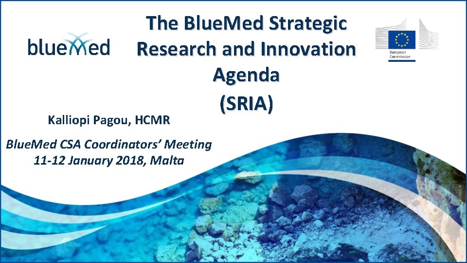 The Blue. Med Strategic Research and Innovation Agenda (SRIA) Kalliopi Pagou, HCMR Blue. Med