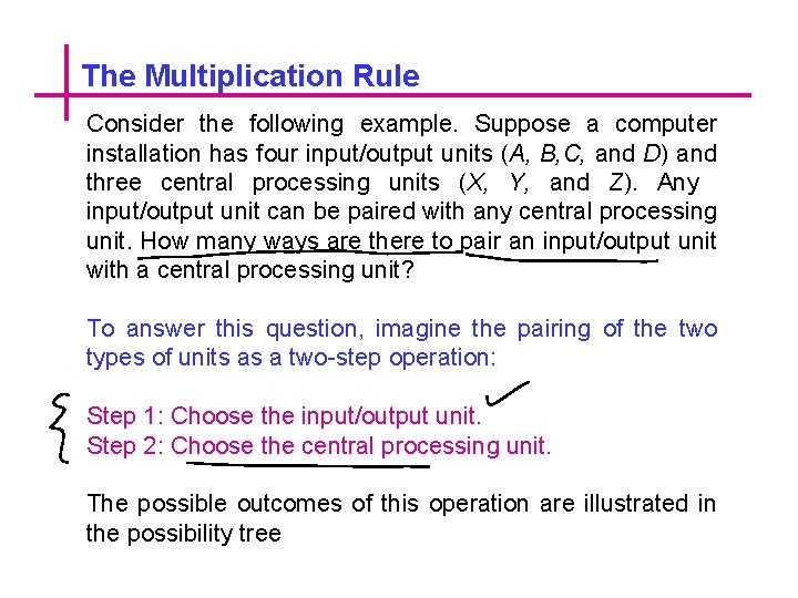 The Multiplication Rule Consider the following example. Suppose a computer installation has four input/output